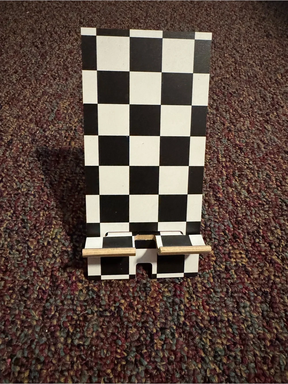 Checkerboard Wooden Phone Stand - Black & White ikea display new in package!